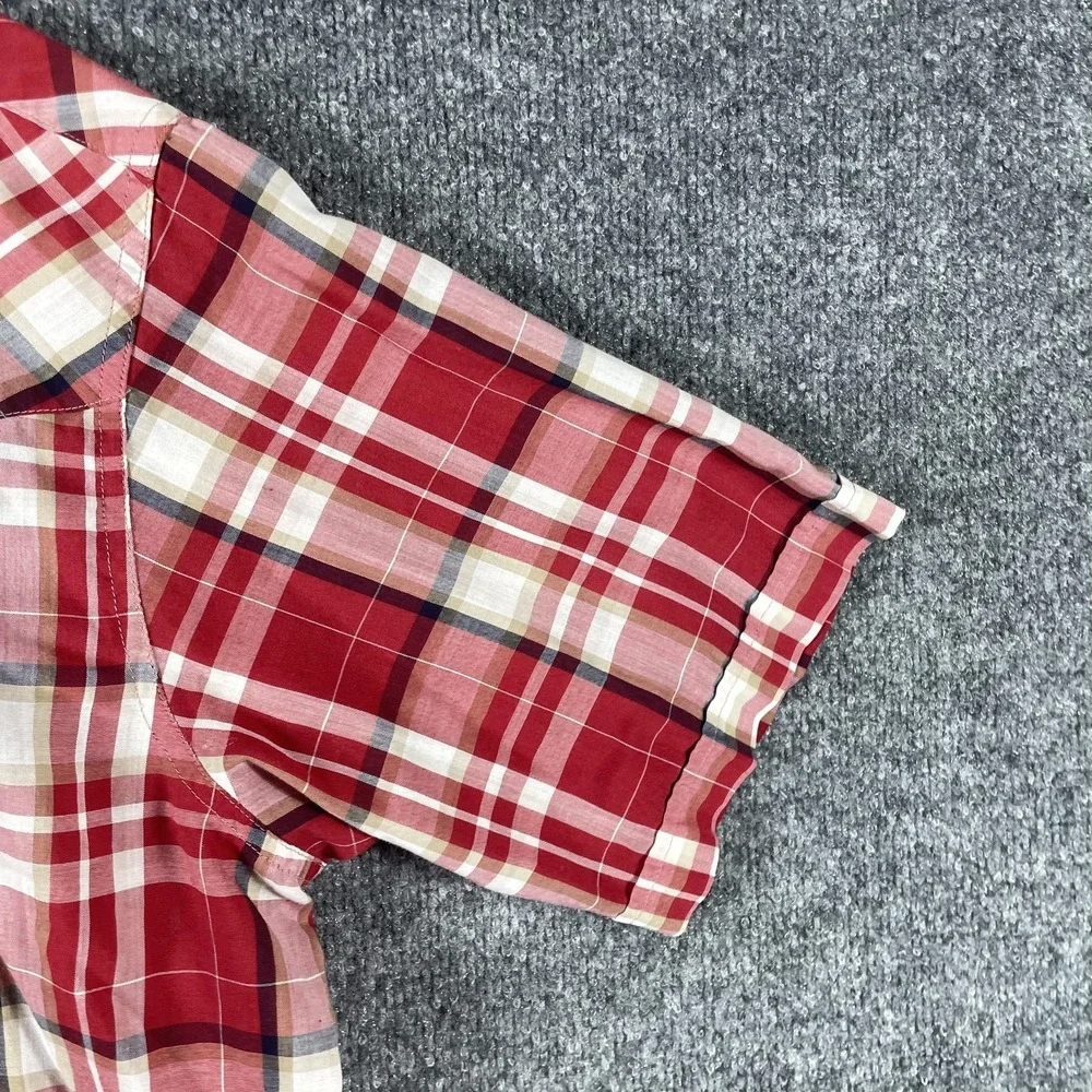 Ely Cattleman Shirt Mens XL Red Plaid Short Sleeve Pearl Snap Button Up Western - Picture 3 of 12